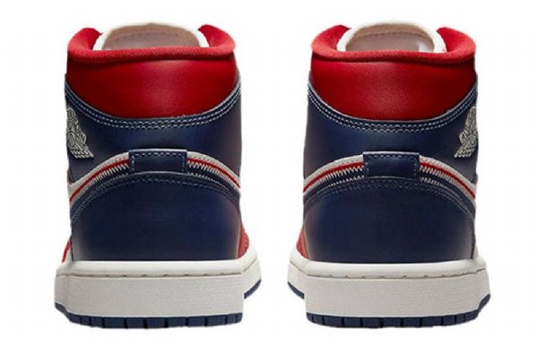 Nike Air Jordan 1 Mid Tops Se Retro Basketball Shoes Dame Rød Marineblå Hvite