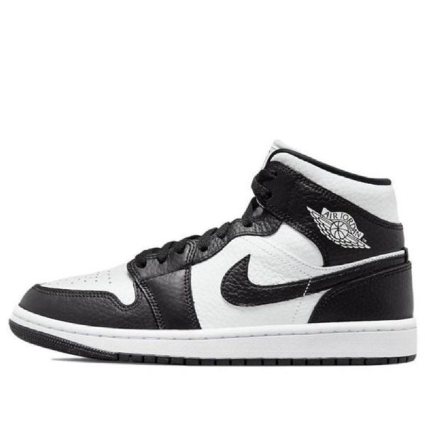 Nike Air Jordan 1 Mid Tops Se Retro Basketball Shoes Dame Svarte Hvite
