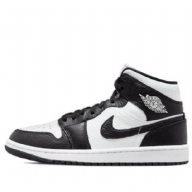 Nike Air Jordan 1 Mid Tops Se Retro Basketball Shoes Dame Svarte Hvite