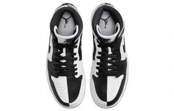 Nike Air Jordan 1 Mid Tops Se Retro Basketball Shoes Dame Svarte Hvite