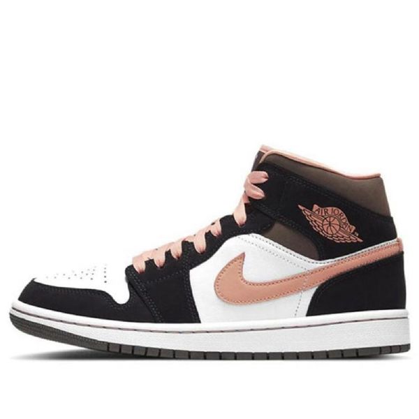 Nike Air Jordan 1 Mid Tops Se Retro Basketball Shoes Dame Svarte Korall