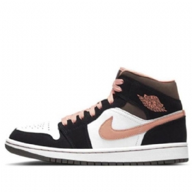 Nike Air Jordan 1 Mid Tops Se Retro Basketball Shoes Dame Svarte Korall