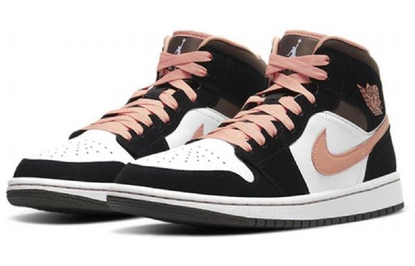 Nike Air Jordan 1 Mid Tops Se Retro Basketball Shoes Dame Svarte Korall