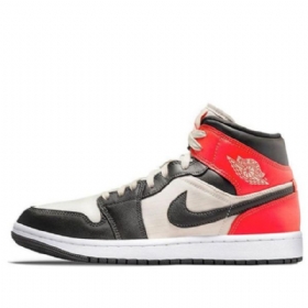 Nike Air Jordan 1 Mid Tops Se Retro Basketball Shoes Dame Svarte Rød