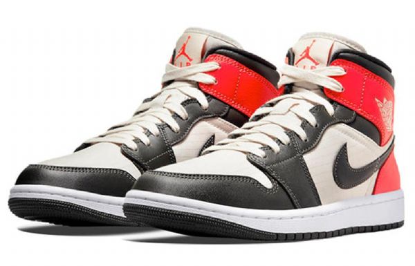 Nike Air Jordan 1 Mid Tops Se Retro Basketball Shoes Dame Svarte Rød