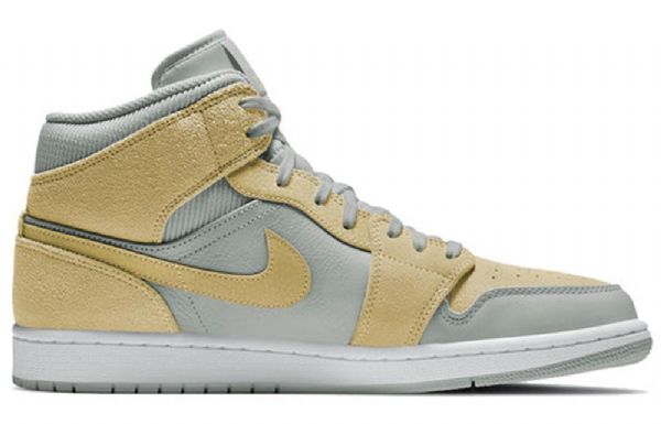 Nike Air Jordan 1 Mid Tops Se Retro Basketball Shoes Herre Brune Sitron Lyseblå