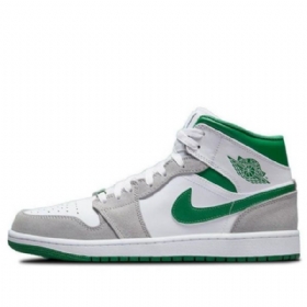 Nike Air Jordan 1 Mid Tops Se Retro Basketball Shoes Herre Grå Grønn
