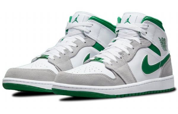 Nike Air Jordan 1 Mid Tops Se Retro Basketball Shoes Herre Grå Grønn