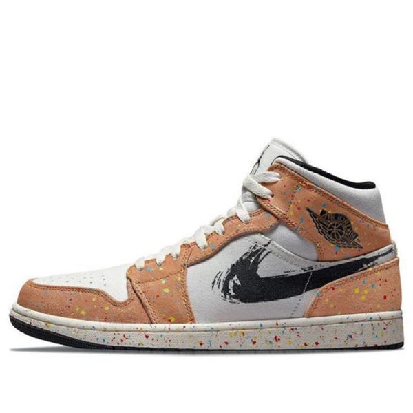 Nike Air Jordan 1 Mid Tops Se Retro Basketball Shoes Herre Khaki Hvite