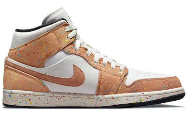 Nike Air Jordan 1 Mid Tops Se Retro Basketball Shoes Herre Khaki Hvite