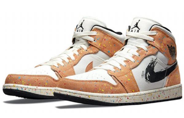 Nike Air Jordan 1 Mid Tops Se Retro Basketball Shoes Herre Khaki Hvite