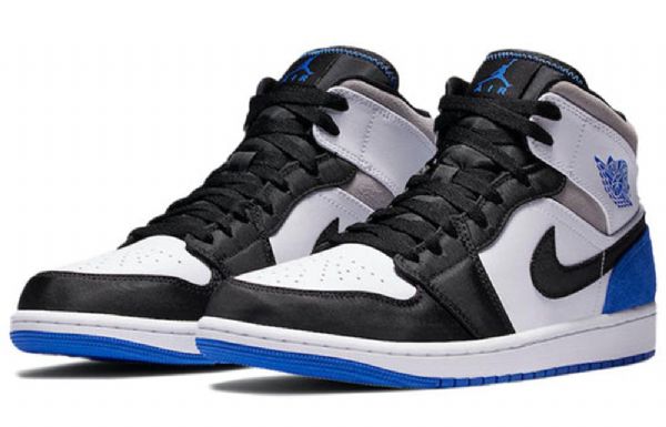 Nike Air Jordan 1 Mid Tops Se Retro Basketball Shoes Herre Kongeblå Svarte