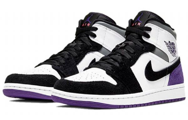 Nike Air Jordan 1 Mid Tops Se Retro Basketball Shoes Herre Lilla