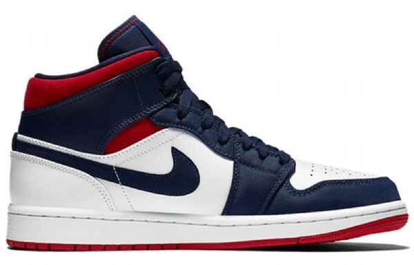 Nike Air Jordan 1 Mid Tops Se Retro Basketball Shoes Herre Marineblå Hvite
