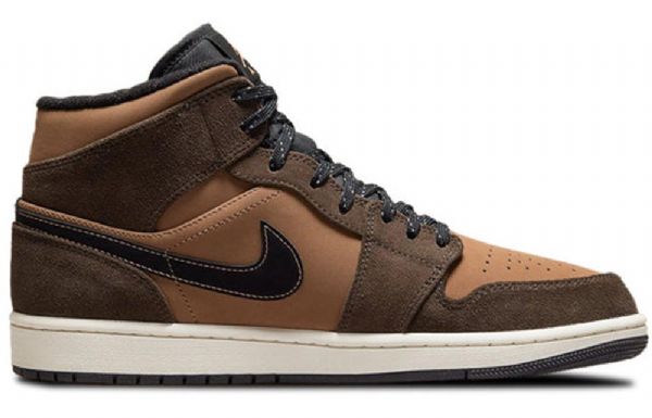 Nike Air Jordan 1 Mid Tops Se Retro Basketball Shoes Herre Mørke Sjokolade Brune
