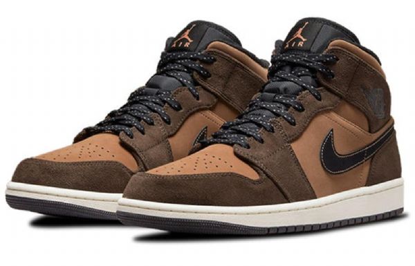 Nike Air Jordan 1 Mid Tops Se Retro Basketball Shoes Herre Mørke Sjokolade Brune