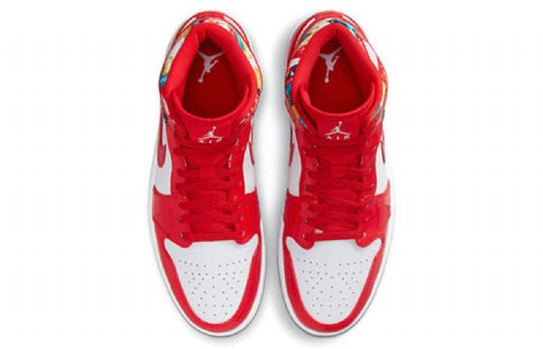 Nike Air Jordan 1 Mid Tops Se Retro Basketball Shoes Herre Rød Hvite