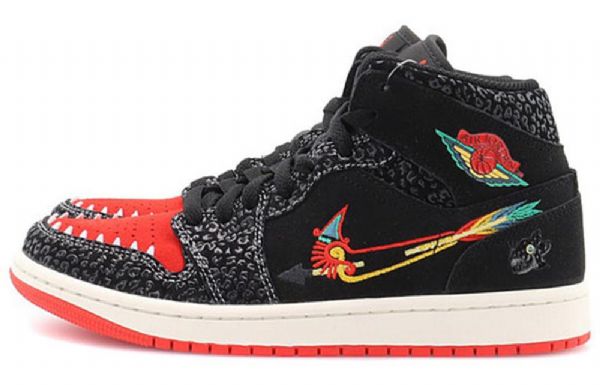 Nike Air Jordan 1 Mid Tops Se Retro Basketball Shoes Herre Svarte