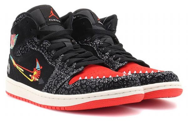 Nike Air Jordan 1 Mid Tops Se Retro Basketball Shoes Herre Svarte