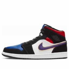 Nike Air Jordan 1 Mid Tops Se Retro Basketball Shoes Herre Svarte Blå