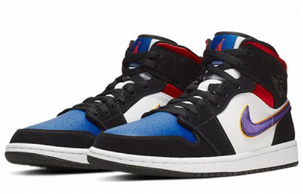 Nike Air Jordan 1 Mid Tops Se Retro Basketball Shoes Herre Svarte Blå