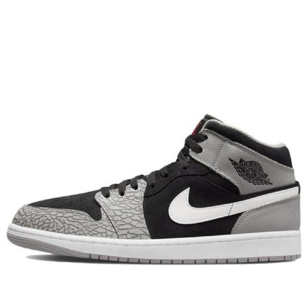 Nike Air Jordan 1 Mid Tops Se Retro Basketball Shoes Herre Svarte Grå