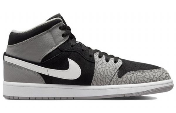 Nike Air Jordan 1 Mid Tops Se Retro Basketball Shoes Herre Svarte Grå