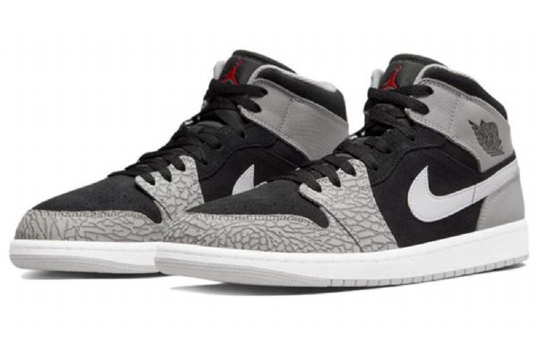 Nike Air Jordan 1 Mid Tops Se Retro Basketball Shoes Herre Svarte Grå