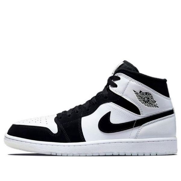 Nike Air Jordan 1 Mid Tops Se Retro Basketball Shoes Herre Svarte Hvite