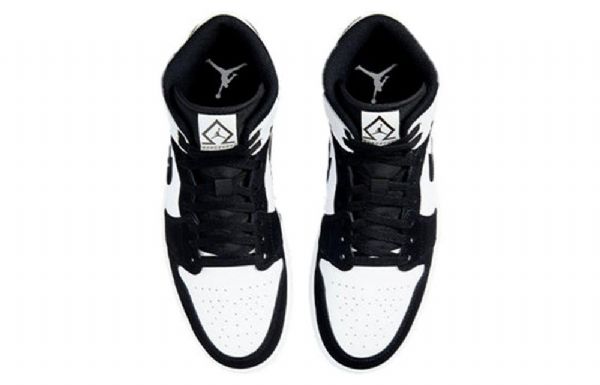 Nike Air Jordan 1 Mid Tops Se Retro Basketball Shoes Herre Svarte Hvite