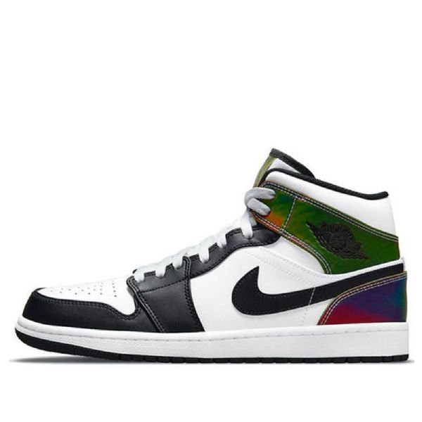 Nike Air Jordan 1 Mid Tops Se Retro Basketball Shoes Herre Svarte Hvite