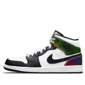 Nike Air Jordan 1 Mid Tops Se Retro Basketball Shoes Herre Svarte Hvite