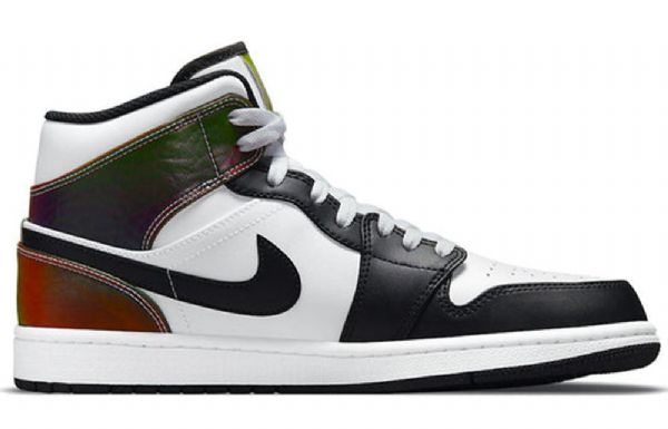 Nike Air Jordan 1 Mid Tops Se Retro Basketball Shoes Herre Svarte Hvite