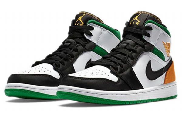 Nike Air Jordan 1 Mid Tops Se Retro Basketball Shoes Herre Svarte Hvite Brune