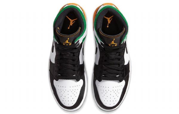 Nike Air Jordan 1 Mid Tops Se Retro Basketball Shoes Herre Svarte Hvite Brune