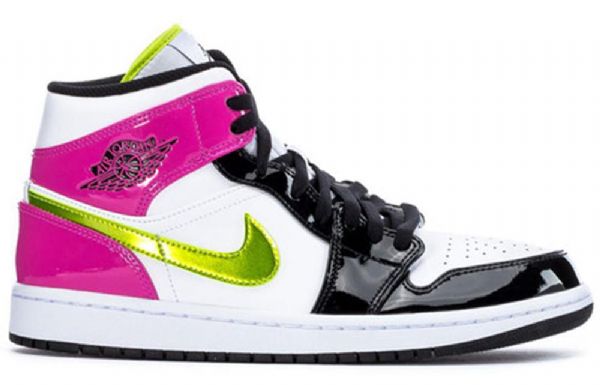 Nike Air Jordan 1 Mid Tops Se Retro Basketball Shoes Herre Svarte Hvite Fuchsia