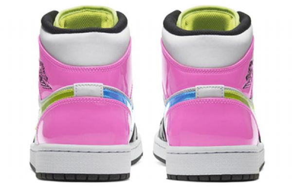 Nike Air Jordan 1 Mid Tops Se Retro Basketball Shoes Herre Svarte Hvite Fuchsia