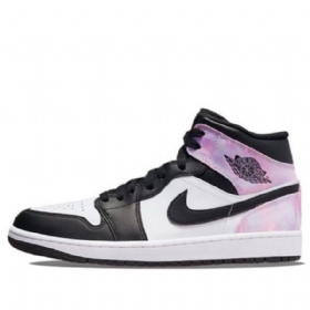 Nike Air Jordan 1 Mid Tops Se Retro Basketball Shoes Herre Svarte Lilla
