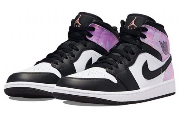 Nike Air Jordan 1 Mid Tops Se Retro Basketball Shoes Herre Svarte Lilla