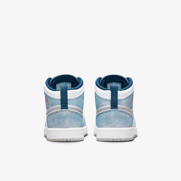 Nike Air Jordan 1 Mid Tops Se Sko Barn Blå Hvite Lyse Grå Rød