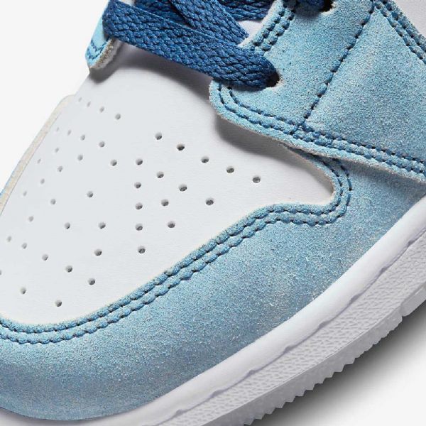 Nike Air Jordan 1 Mid Tops Se Sko Barn Blå Hvite Lyse Grå Rød