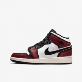 Nike Air Jordan 1 Mid Tops Se Sko Barn Svarte Hvite