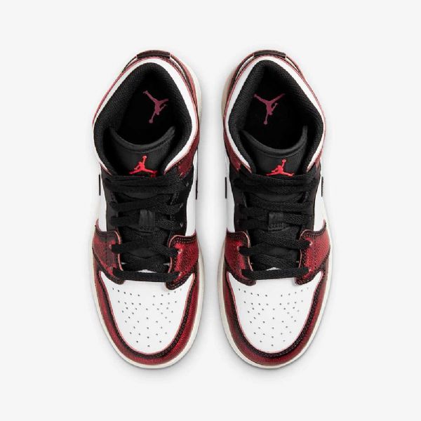 Nike Air Jordan 1 Mid Tops Se Sko Barn Svarte Hvite