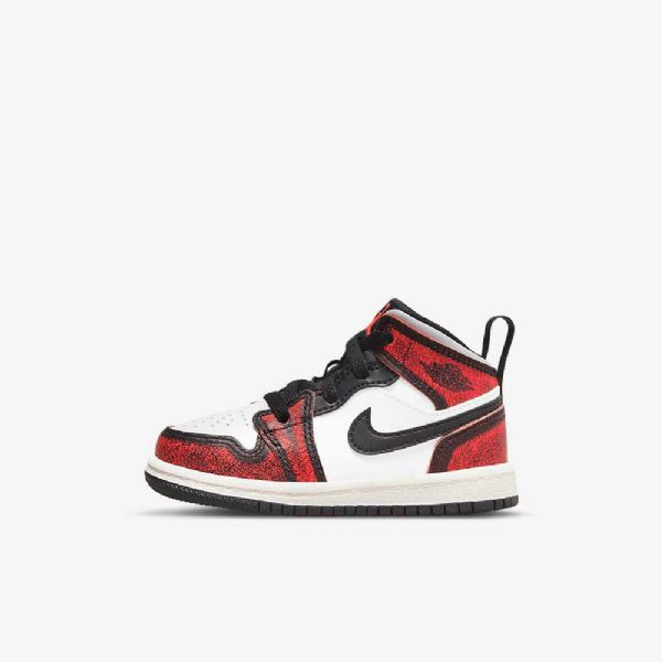 Nike Air Jordan 1 Mid Tops Se Sko Barn Svarte Hvite
