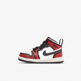 Nike Air Jordan 1 Mid Tops Se Sko Barn Svarte Hvite