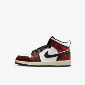 Nike Air Jordan 1 Mid Tops Se Sko Barn Svarte Hvite