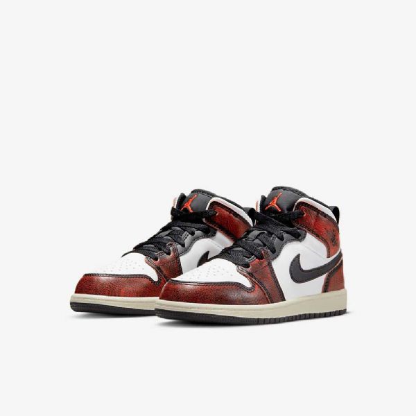 Nike Air Jordan 1 Mid Tops Se Sko Barn Svarte Hvite