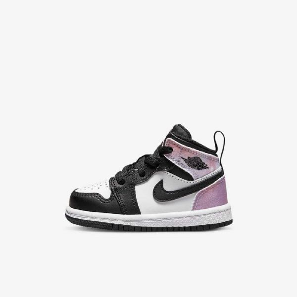 Nike Air Jordan 1 Mid Tops Se Sko Barn Svarte Hvite Korall