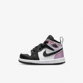 Nike Air Jordan 1 Mid Tops Se Sko Barn Svarte Hvite Korall