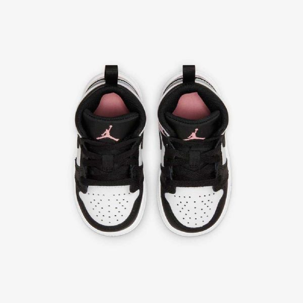 Nike Air Jordan 1 Mid Tops Se Sko Barn Svarte Hvite Korall